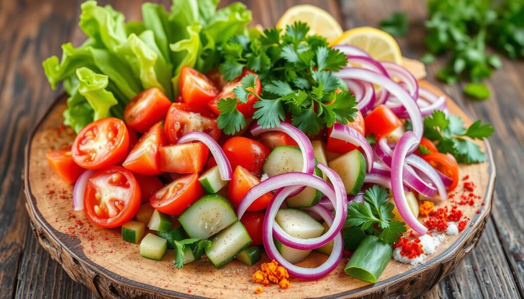 Fresh vegetable toppings