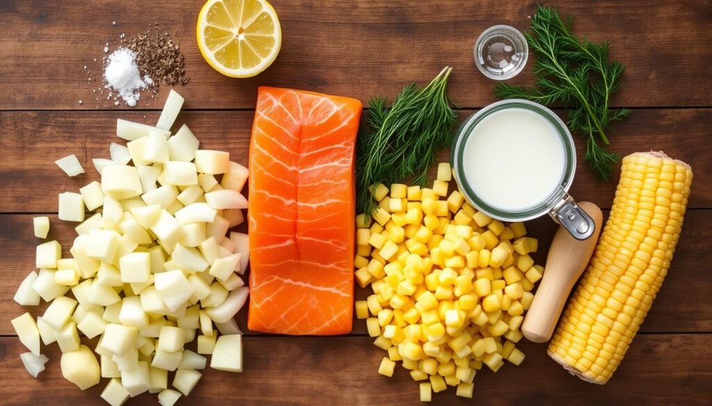 Salmon chowder ingredients