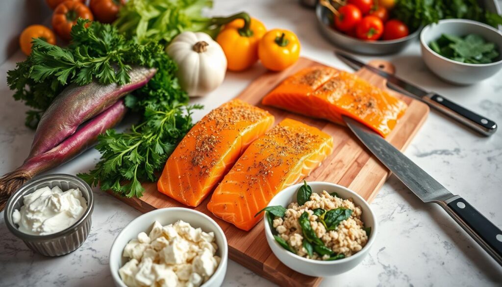 Stuffed salmon preparation