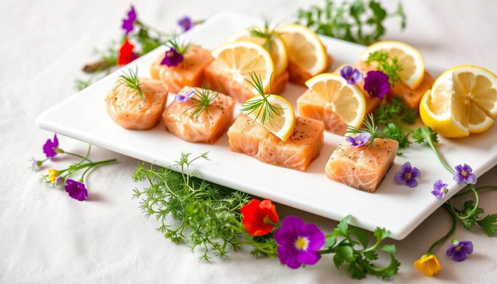 salmon appetizer presentation