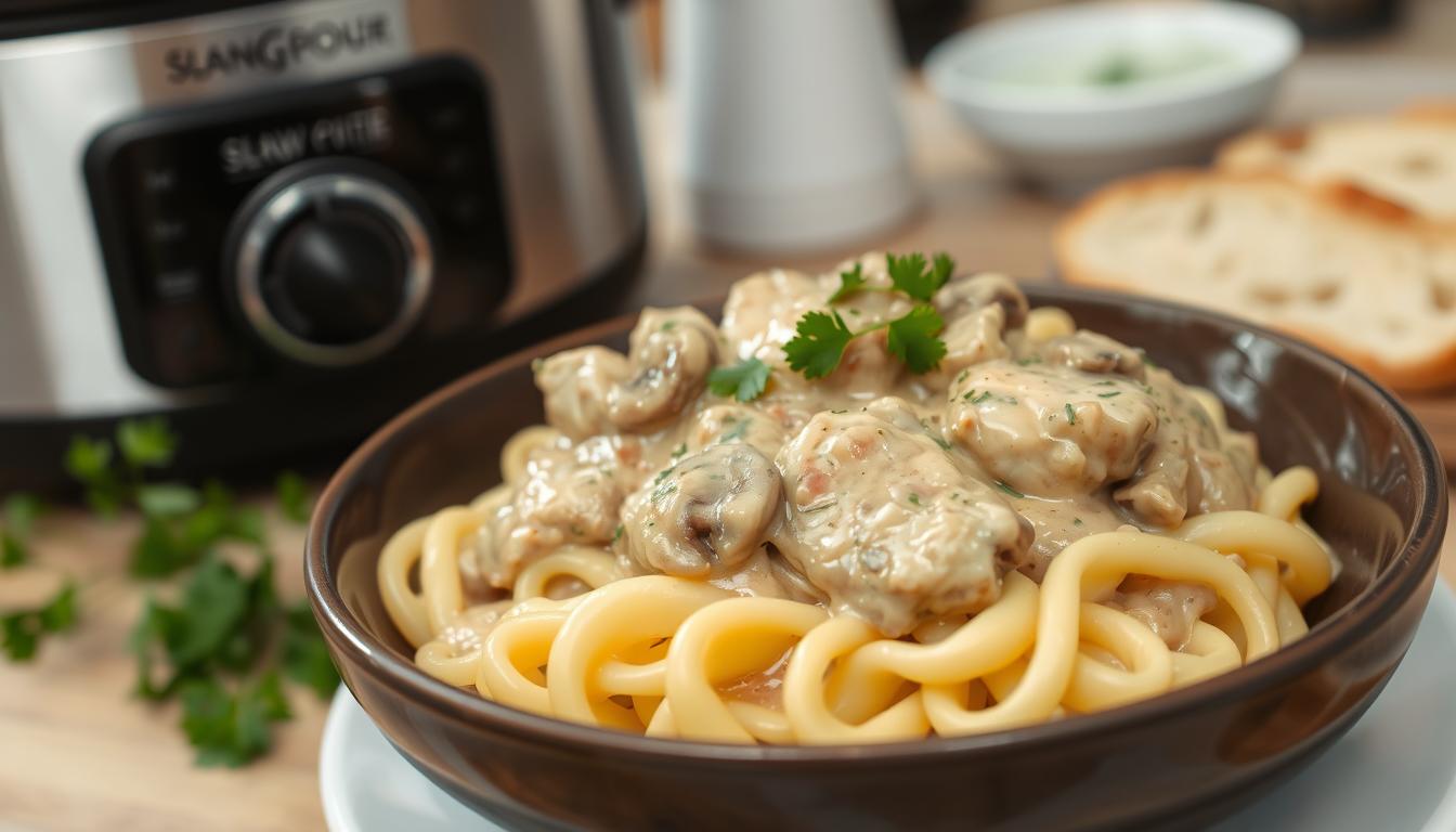 slow cooker chicken stroganoff